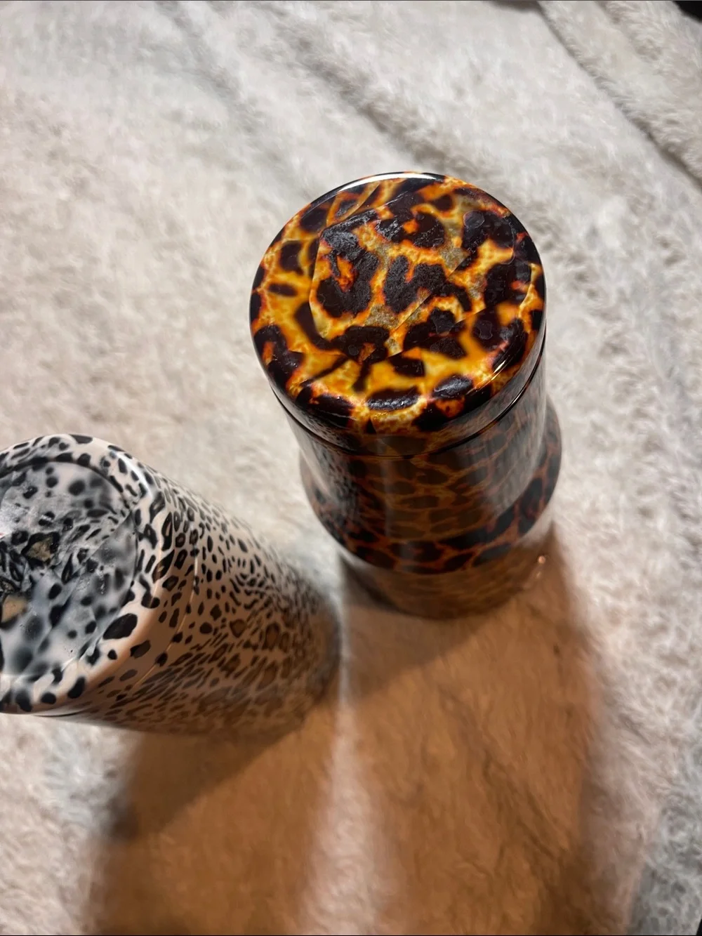 Leopard Print Insulated Tumblers - Brown and White